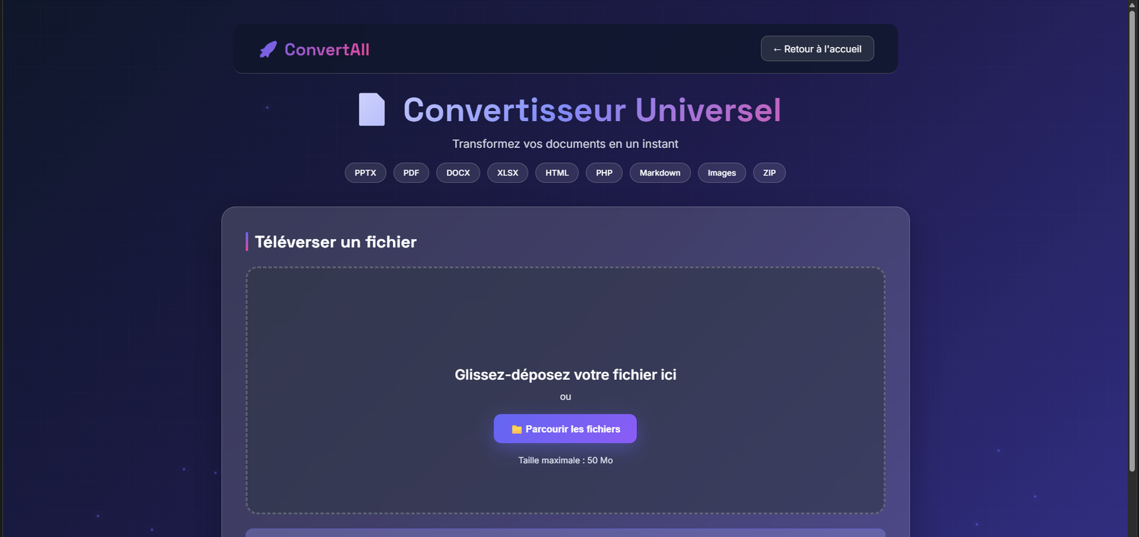 ConvertAll : zone de dépôt de fichier